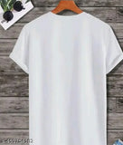 White printed polyester short-sleeve mens t-shirt, stylish and graceful