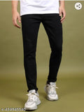 Slim fit black denim jeans for men