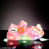 Pink Peppa Pig faux leather belly shoes for girls parties or daily use, embellished design with long-lasting LED lighting