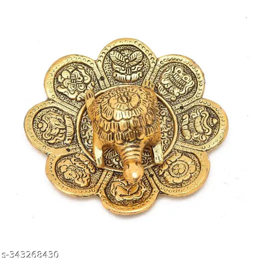 Golden aluminum SYNU Feng Shui tortoise showpiece, symbolizing longevity and good luck
