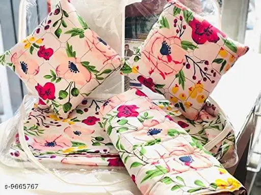 Glace Cotton queen double bedsheet set of 122, featuring 2 pillow covers with 180 thread count. Made in India