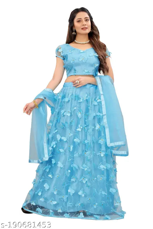 Indian semi-stitched net embroidered Lehenga Choli by Julee, women's traditional ethnic wear