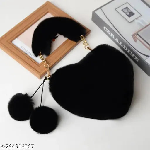 ANESHA Love Heart Crossbody Shoulder Bag, pom pom accents