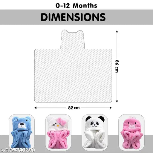 Soft fleece unisex newborn baby hooded towel, ideal for warm summer use by OYO BABY. Lightweight, machine-stitched comforter with premium quality finish and fabric. Available in three colors