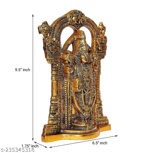 Metal Tirupati Balaji and Shivenkateshwar murti, Indian idol set (L-15.5cm B-4.5cm H-22cm), home, temple, office, or gifting