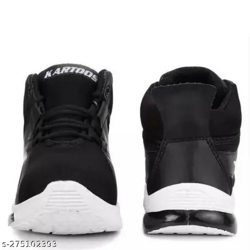 Boys black casual sneakers with white sole