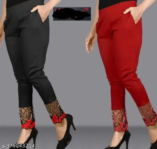 Trendy high-waisted skinny jeans in red, black, and blue