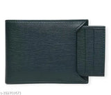 Green faux leather wallet for men, 8 card slots, travel-trendy and casual evening party accessory
