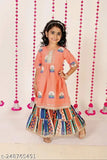 Cotton Apsara Kurti & Sharara set in vibrant print, without dupatta. Indian kids' clothing with Gota lace detail, sizes 6-5 years