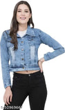 Saman Fashion Wear denim jacket, women's full sleeve regular fit in solid pattern, made in India