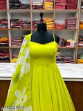 Georgette sleeveless kurti with dupata in single solid color, Indian traditional attire for women