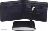 Stylish brown PU two-fold leather men's wallet, solid pattern, free size (6cm x 5cm), ideal for daily use