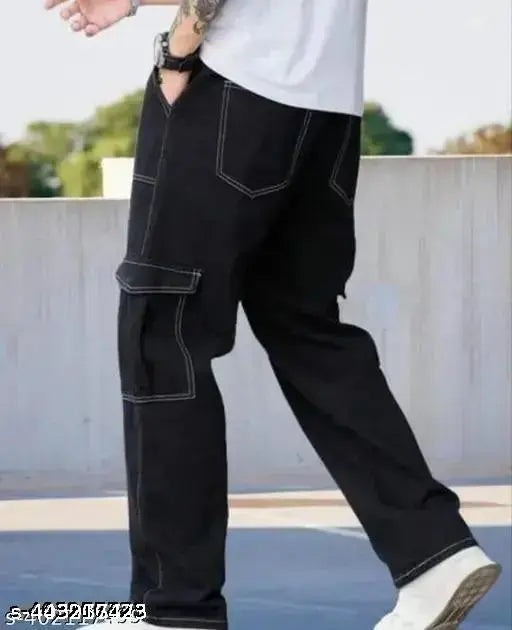 Dark wash men's baggy denim jeans
