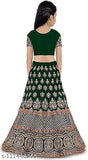 Kids satin lengha choli set, embroidered semi-stitched lehenga and blouse with net dupatta, 4-16 years, dry clean only