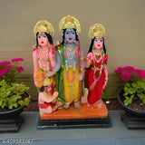 Multicolor polyresin Ram Darbar statue featuring God Ram, Sita, Laxman & Hanuman, ideal for spiritual puja and gift items. 21 cm tall