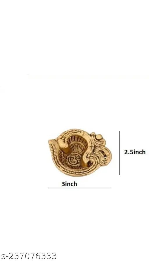 Metal Om Diya set for temple, worship, home decoration, office - 6 pieces, Indian origin