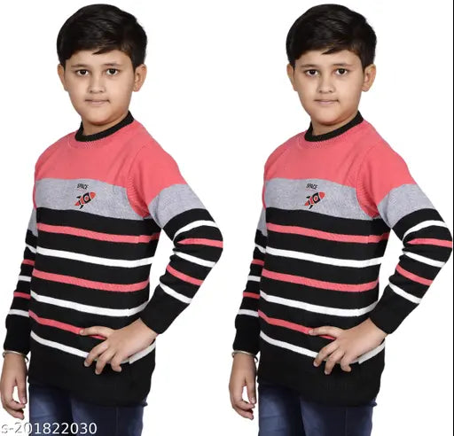 Dimsy Collection boys woolen sweater set 2pcs, long sleeve printed wool for winter, 8-12 years, India