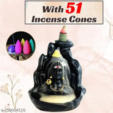 Resin Lord Adiyogi Mahadev Shiva Statue with 51 Backflow Incense Cones, Indian decorative showpiece for home