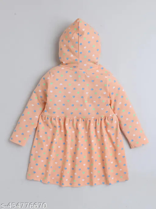 Cotton printed kids hoodie for girls, long sleeves, India origin