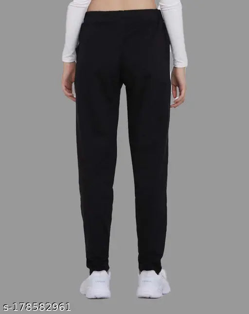 Exolace women's black regular fit track pants