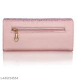 Fuchsia faux leather wallet with pink zipper, 3 card slots