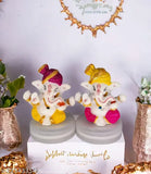 Poly resin Ganesh ji idols set, Indian temple decor, pack of 2 figurines