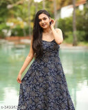 Rayon anarkali blue kameez for womenGirls