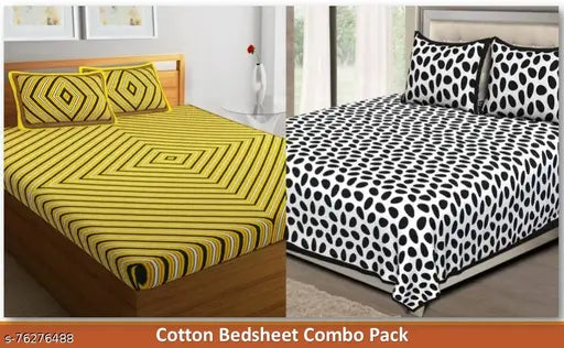 Double bed, superfine cotton Jaipuri bedsheet combo pack (2 sets), 160 thread count. Perfect for adults, Made in India