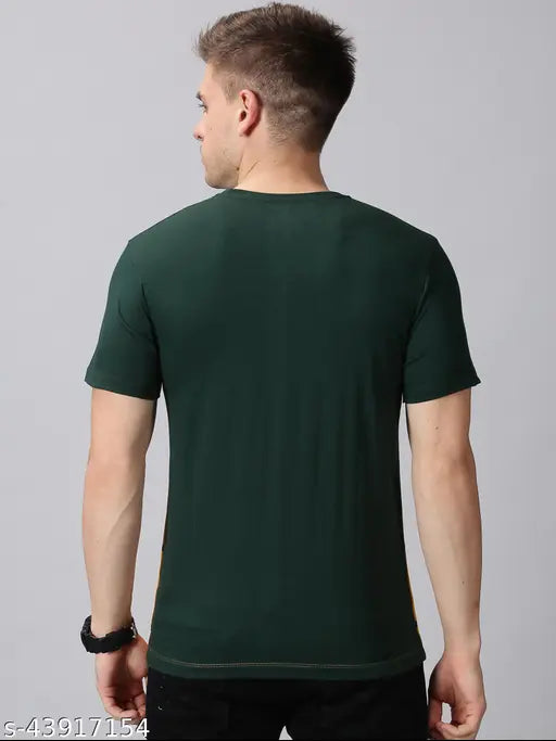 Pure cotton striped T-shirt for men by TFF (The Fashion Factory), featuring a fancy pocket design. Medium size, chest 38in, length 27in