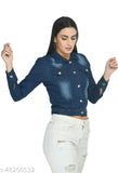 Denim waistcoat for women, classic style with shank buttons, long sleeves, chest pockets & buttoned flaps. Made in India