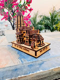Wooden 3D Ayodhya Temple, Shri Ram Mandir for home office or car dashboard, intricately crafted Indian Ram Darbar Idol (11 cm H x 9 cm W x 5 cm L)