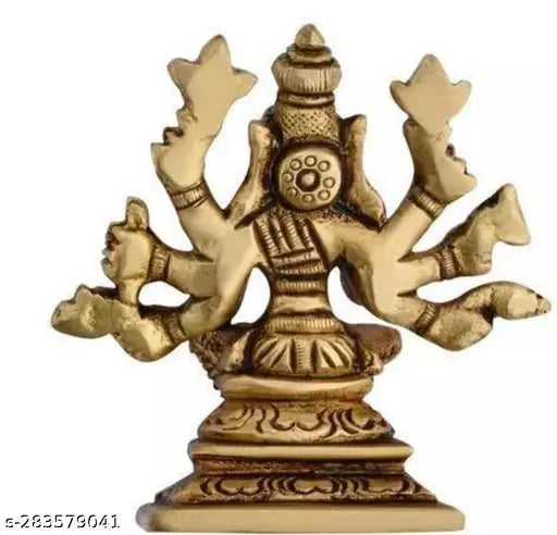 Brass statue: 8-handed Varagi Amman, Lord Vishnu's Varaga Avatar idol, black antique finish, Indian craftsmanship (5x6cm)