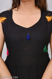 Black VOXXY rayon blend stitched anarkali gown with solid color