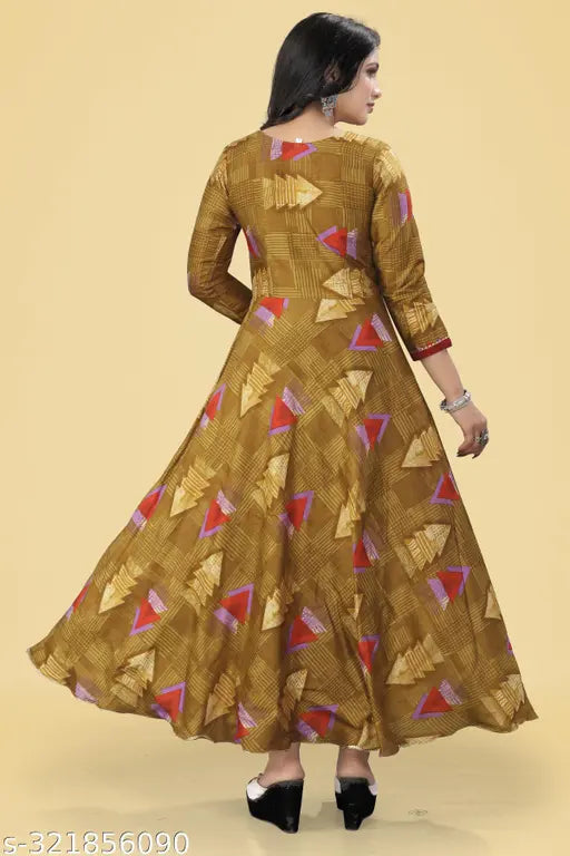 Patterned, designer printed kurta with high neck and long sleeves