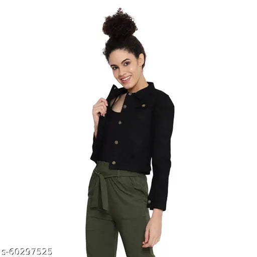 Indian denim twill jacket in solid colors, features regular collar, three-quarter sleeves, and closure button. Add a stylish touch to your wardrobe