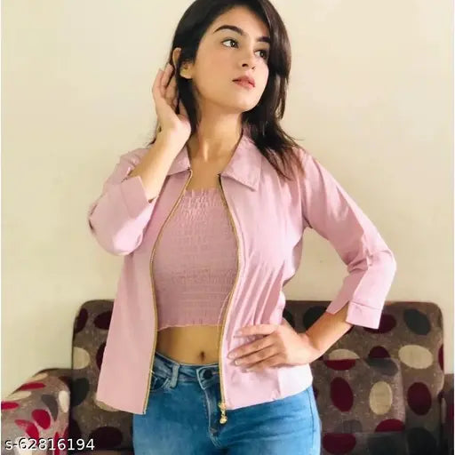 PINK viscose rayon Nextlook Western jacket with comfortable smoking inner, long-lasting fit for women's wear