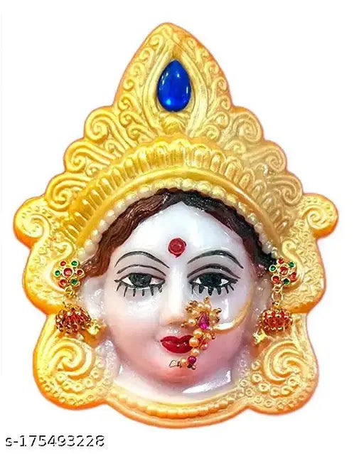 Poly resin Hindu Goddess idol, 16cm Devi Mukhota for Pooja room entrance/wall/main door, Mahalakshmi face for prosperity and good luck