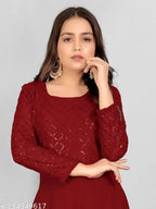 Georgette three-quarter sleeve solid gown, high quality & breathable fabric with 3mm sequins for western/party wear