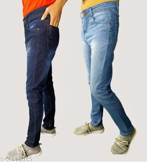 Indian-made lightwash denim combo, lightweight men's jeans in sizes 28, 30, 34, and 36