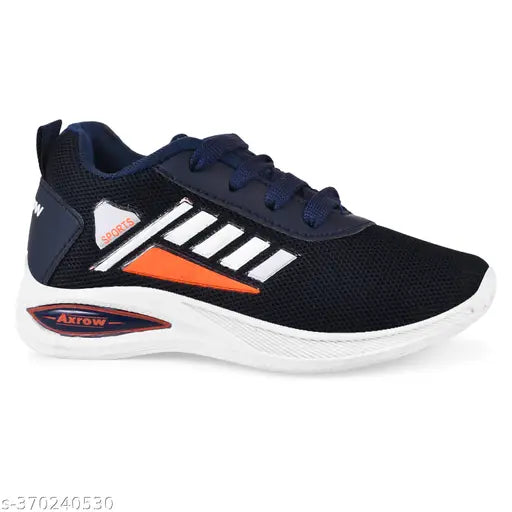 Kids blue sports shoes with white sole and black laces