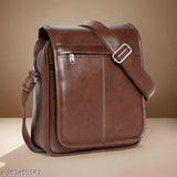 Synthetic leather zip crossbody bag for men