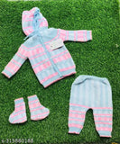 Cute woolen colorblocked boy's sweater, classic design for 0-3 months, Indian origin