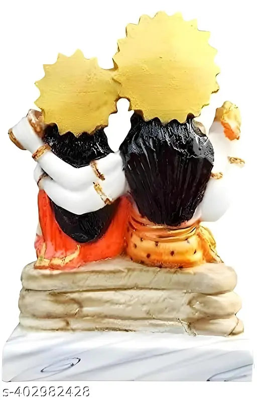 Colorful Poly Resin Shiva Family Statue for Home Pooja Temple, 9x6x4 cm