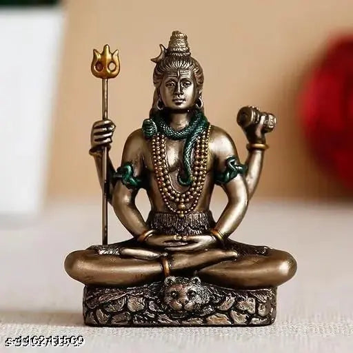 Resin Lord Shiva statue, decorative showpiece for home office or altar, 7cm x 3.5cm x 8cm (LxWxH)