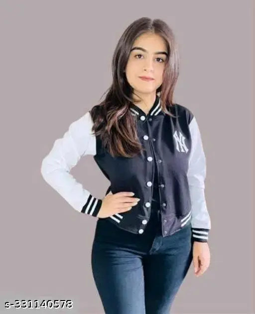 Black and white zippered jacket, full sleeves, girls' size pack 1