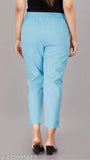 Solid cotton blend trousers for women, stylish and comfortable, daily wear by D-Lifestyle