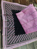 Purple and black paisley-designed lace saree, perfect for a wide range of women's fashion events