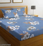 White cotton double bedsheet set with 2 pillow covers, 72x78x8 inches drop, ideal for summer, fully elastic fitted design