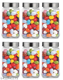 Clear glass cubical jars for kitchen pantry storage (1000ml, Set of 6): Airtight and ideal for dry fruits, coffee beans, pickles, honey