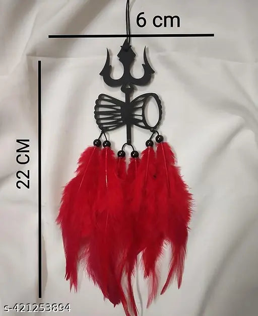 Handcrafted Lord Mahadev dream catcher, natural materials, spiritual charm for car decor & tranquil driving accessory (8" x 4" x 0.5")